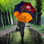 Adelaide Crow Mascot Umbrella Polynesian Tribal Pattern Bold Island Style