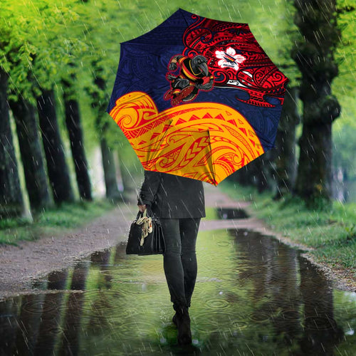 Adelaide Crow Mascot Umbrella Polynesian Tribal Pattern Bold Island Style