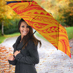 Adelaide Crow Mascot Umbrella Polynesian Tribal Pattern Bold Island Style