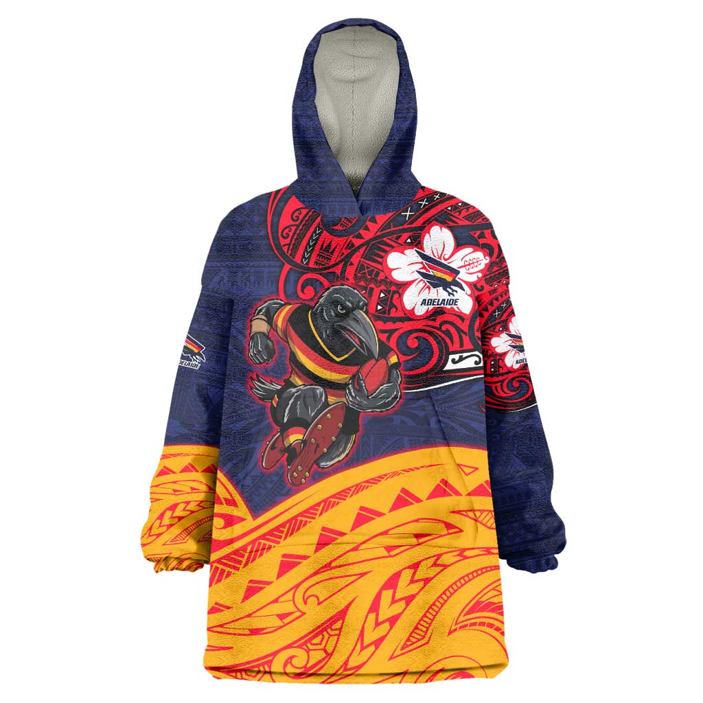 Adelaide Crow Mascot Wearable Blanket Hoodie Polynesian Tribal Pattern Bold Island Style