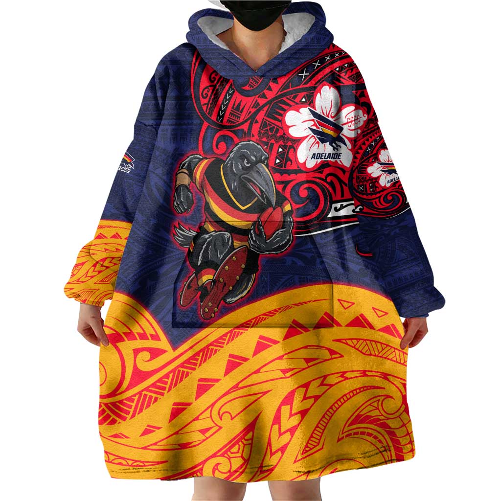 Adelaide Crow Mascot Wearable Blanket Hoodie Polynesian Tribal Pattern Bold Island Style