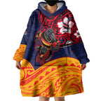Adelaide Crow Mascot Wearable Blanket Hoodie Polynesian Tribal Pattern Bold Island Style