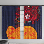 Adelaide Crow Mascot Window Curtain Polynesian Tribal Pattern Bold Island Style