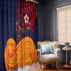 Adelaide Crow Mascot Window Curtain Polynesian Tribal Pattern Bold Island Style