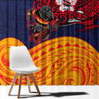 Adelaide Crow Mascot Window Curtain Polynesian Tribal Pattern Bold Island Style