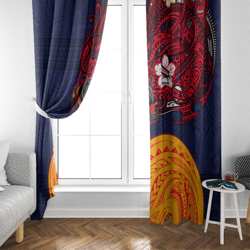 Adelaide Crow Mascot Window Curtain Polynesian Tribal Pattern Bold Island Style