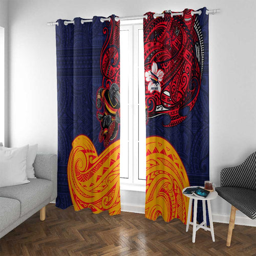Adelaide Crow Mascot Window Curtain Polynesian Tribal Pattern Bold Island Style