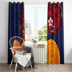 Adelaide Crow Mascot Window Curtain Polynesian Tribal Pattern Bold Island Style