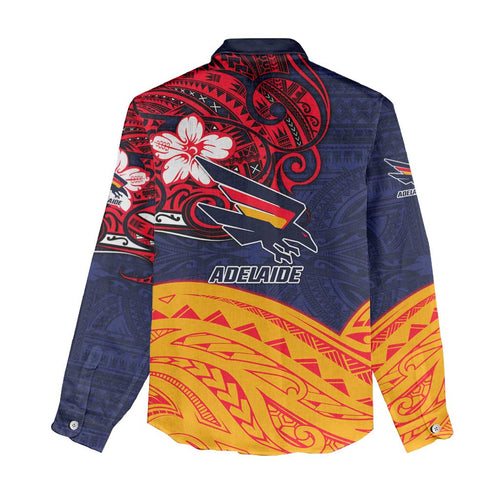 Adelaide Crow Mascot Women Casual Shirt Polynesian Tribal Pattern Bold Island Style