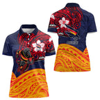 Adelaide Crow Mascot Women Polo Shirt Polynesian Tribal Pattern Bold Island Style