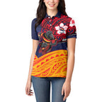 Adelaide Crow Mascot Women Polo Shirt Polynesian Tribal Pattern Bold Island Style