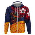 Adelaide Crow Mascot Zip Hoodie Polynesian Tribal Pattern Bold Island Style