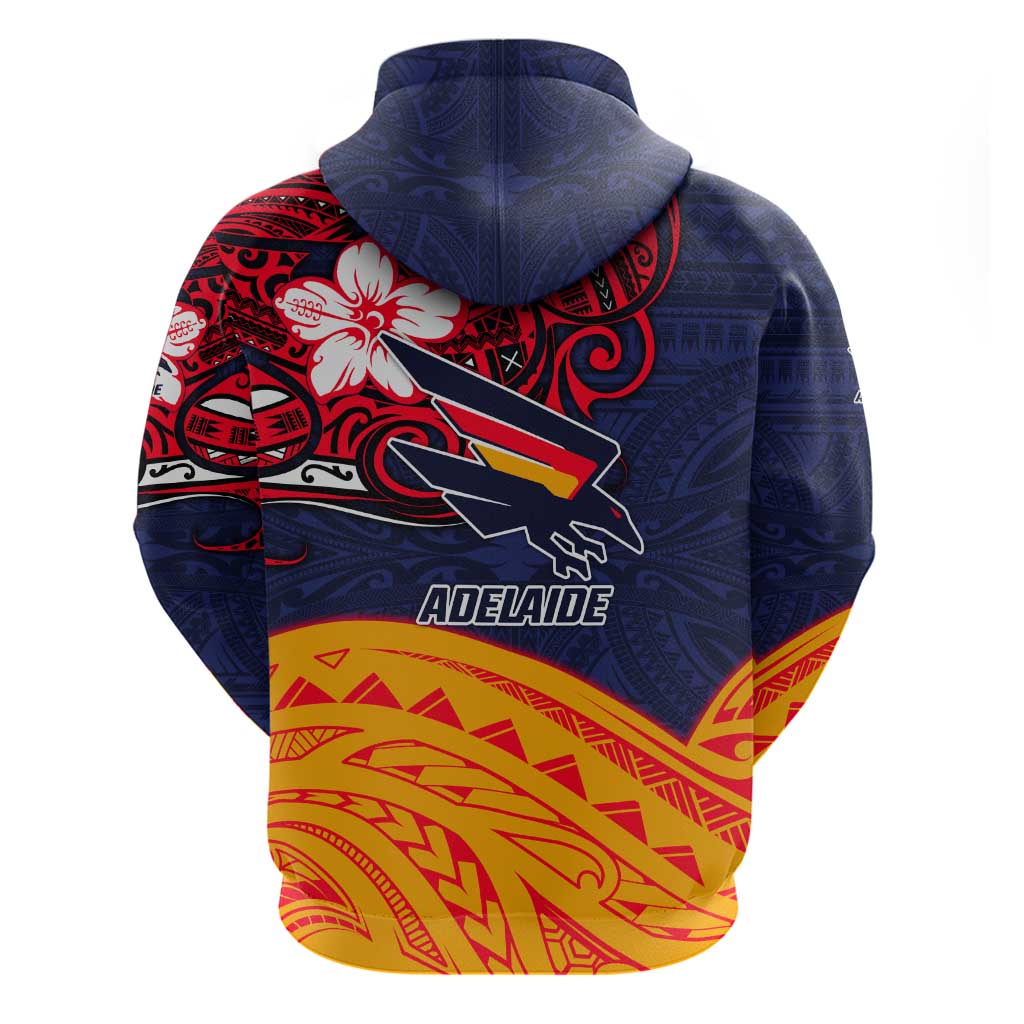 Adelaide Crow Mascot Zip Hoodie Polynesian Tribal Pattern Bold Island Style