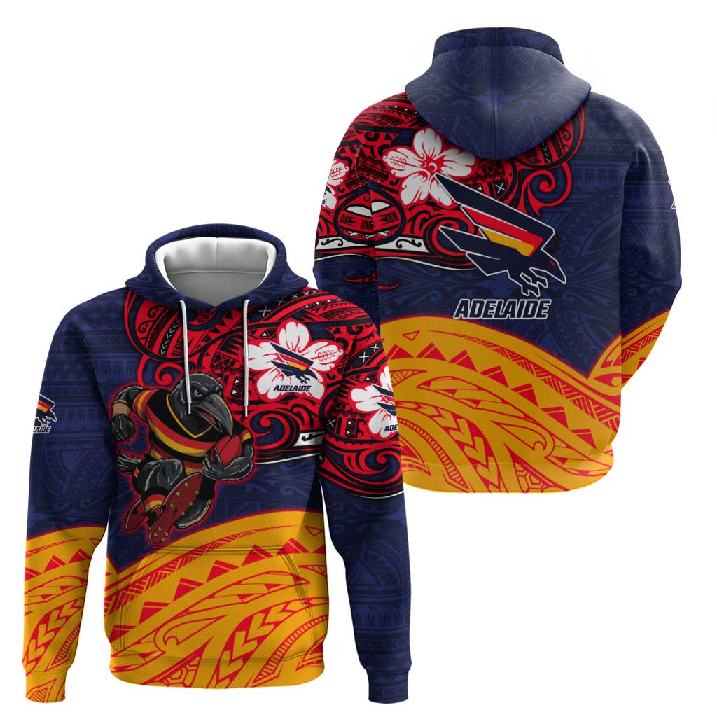 Adelaide Crow Mascot Zip Hoodie Polynesian Tribal Pattern Bold Island Style