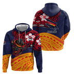 Adelaide Crow Mascot Zip Hoodie Polynesian Tribal Pattern Bold Island Style