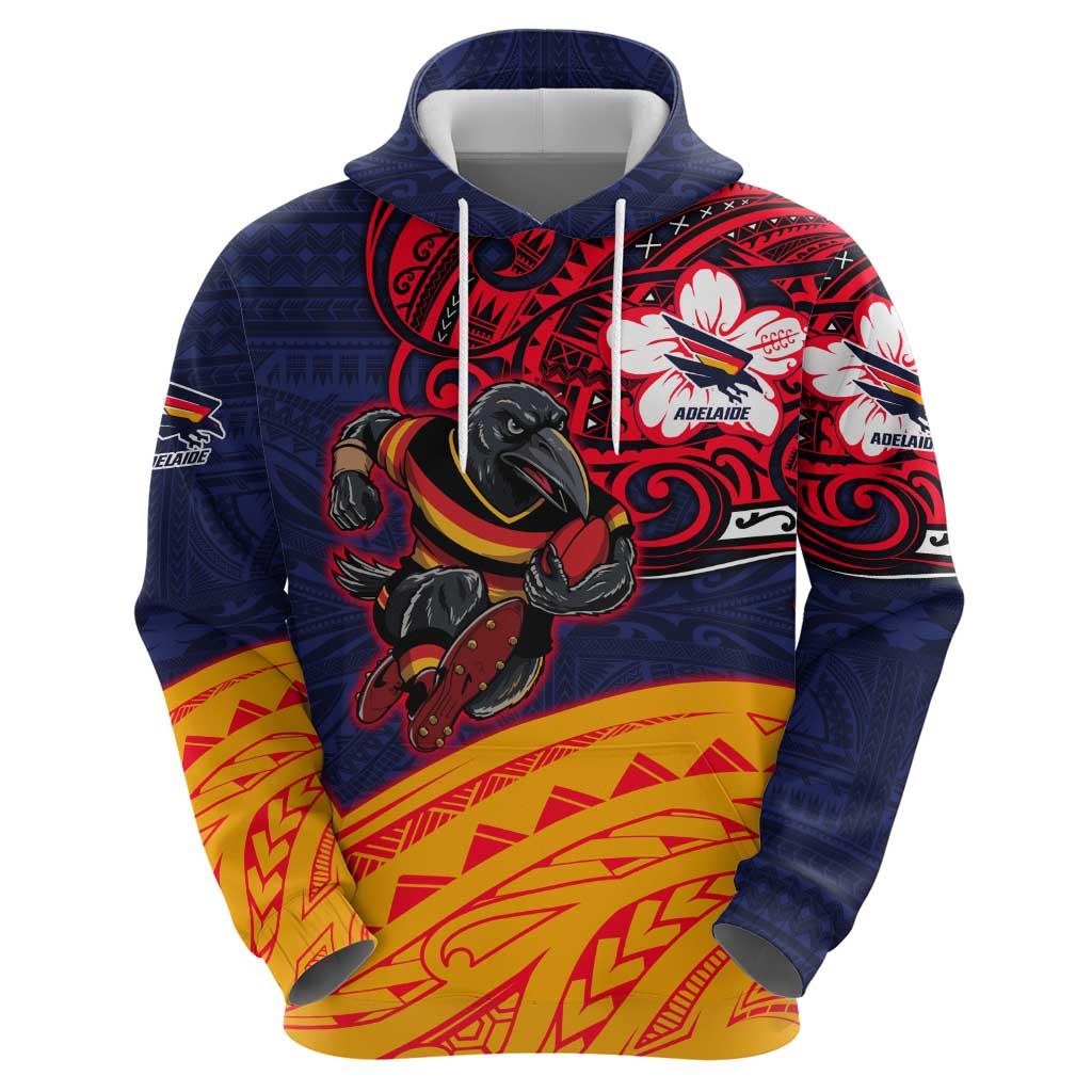 Adelaide Crow Mascot Zip Hoodie Polynesian Tribal Pattern Bold Island Style