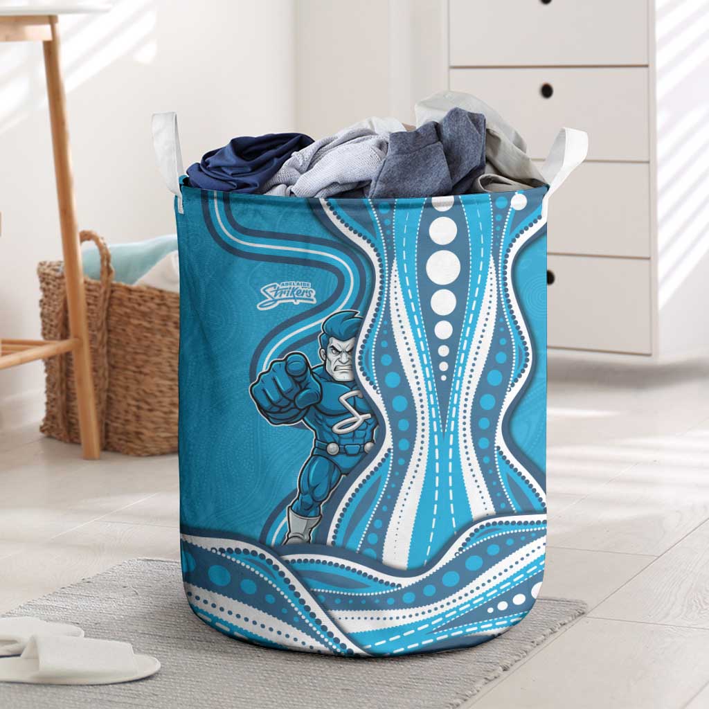Adelaide Strikers Laundry Basket Aboriginal Dot Art Cyan Blue - Tribal Wave Pattern