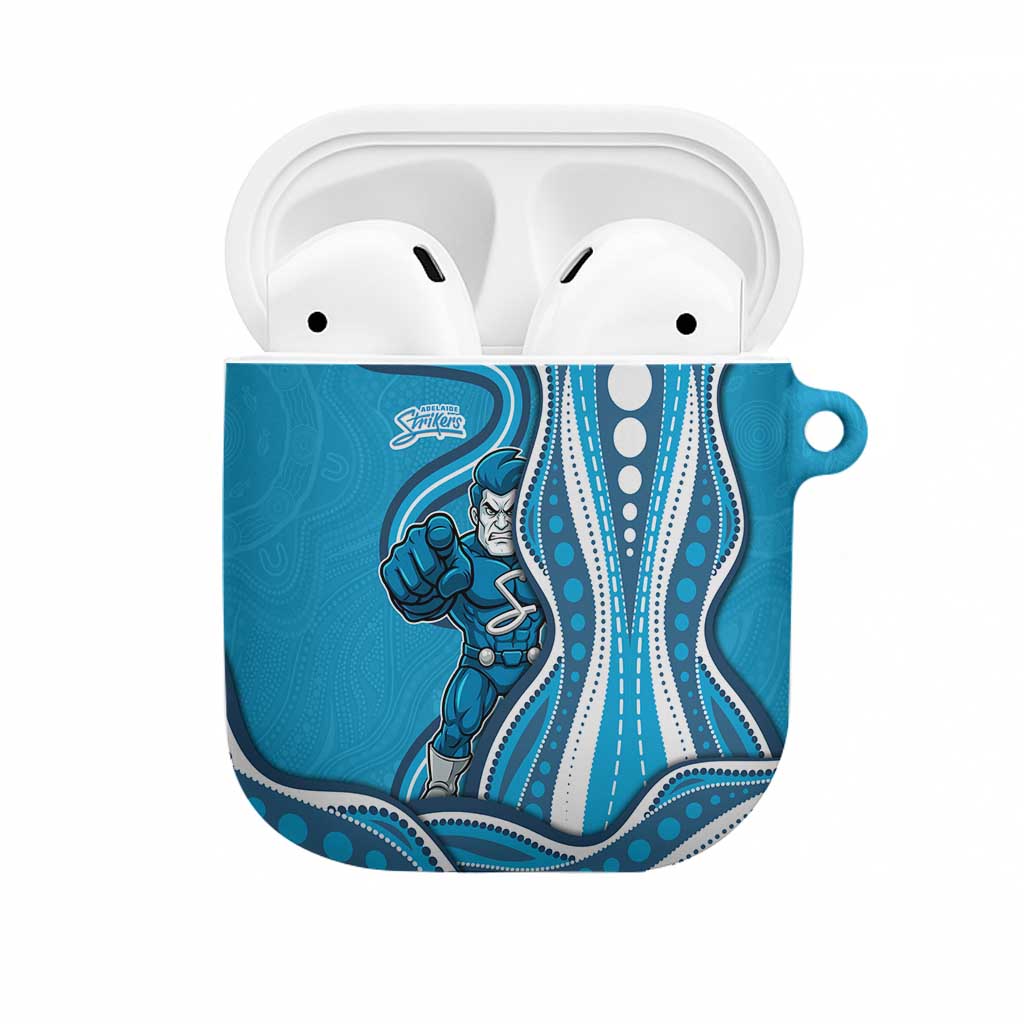 Adelaide Strikers AirPods Case Aboriginal Dot Art Cyan Blue - Tribal Wave Pattern