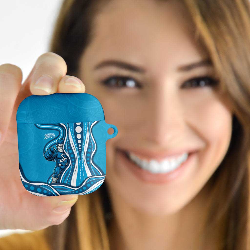 Adelaide Strikers AirPods Case Aboriginal Dot Art Cyan Blue - Tribal Wave Pattern