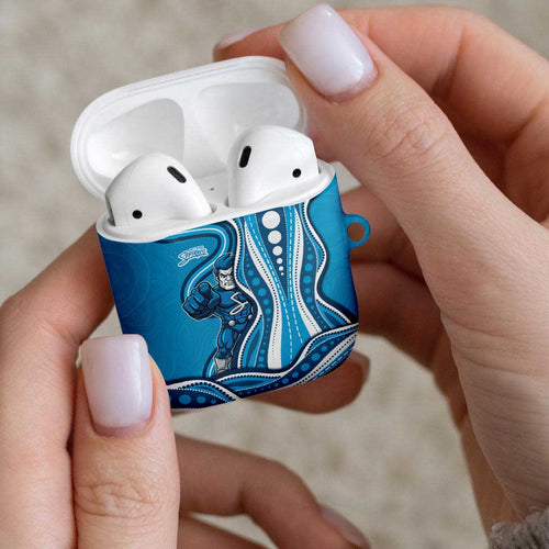 Adelaide Strikers AirPods Case Aboriginal Dot Art Cyan Blue - Tribal Wave Pattern