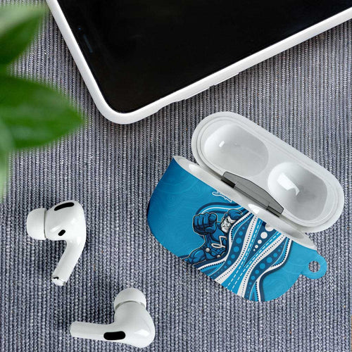 Adelaide Strikers AirPods Case Aboriginal Dot Art Cyan Blue - Tribal Wave Pattern