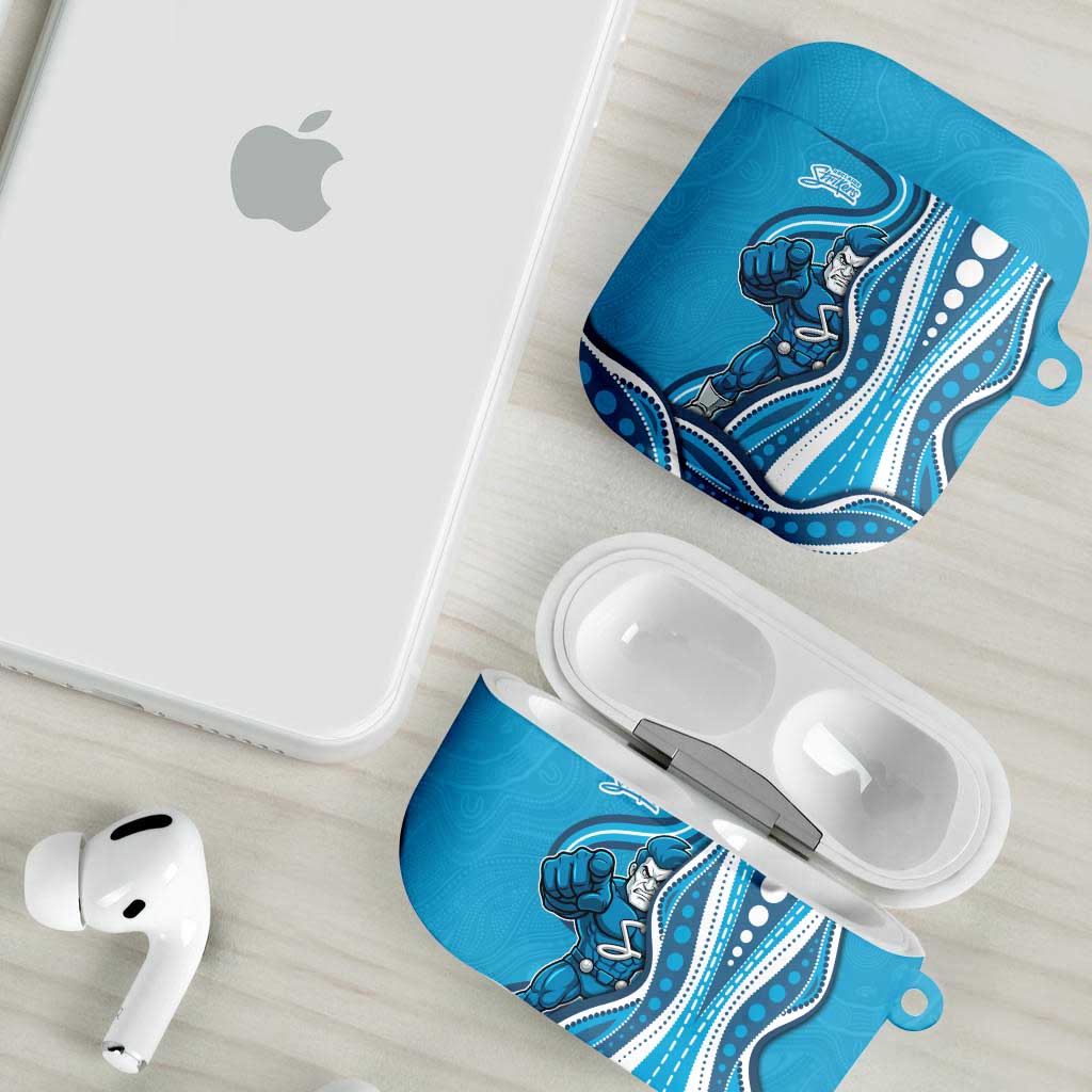 Adelaide Strikers AirPods Case Aboriginal Dot Art Cyan Blue - Tribal Wave Pattern