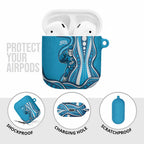 Adelaide Strikers AirPods Case Aboriginal Dot Art Cyan Blue - Tribal Wave Pattern