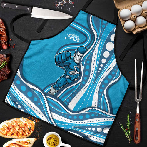 Adelaide Strikers Apron Aboriginal Dot Art Cyan Blue - Tribal Wave Pattern