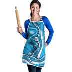 Adelaide Strikers Apron Aboriginal Dot Art Cyan Blue - Tribal Wave Pattern
