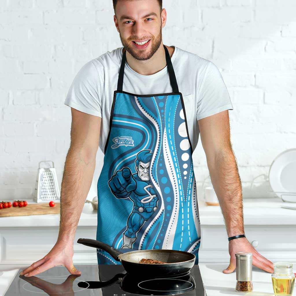 Adelaide Strikers Apron Aboriginal Dot Art Cyan Blue - Tribal Wave Pattern