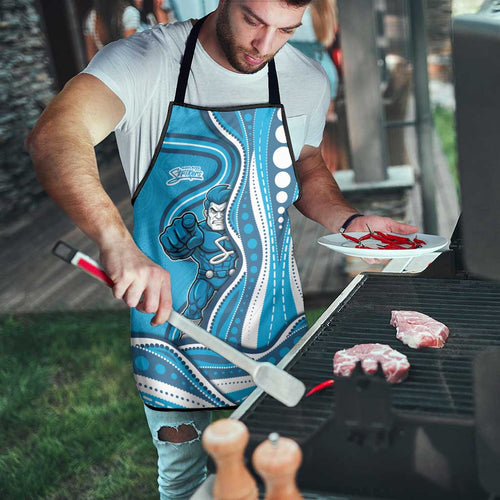 Adelaide Strikers Apron Aboriginal Dot Art Cyan Blue - Tribal Wave Pattern