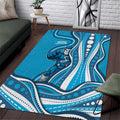 Adelaide Strikers Area Rug Aboriginal Dot Art Cyan Blue - Tribal Wave Pattern