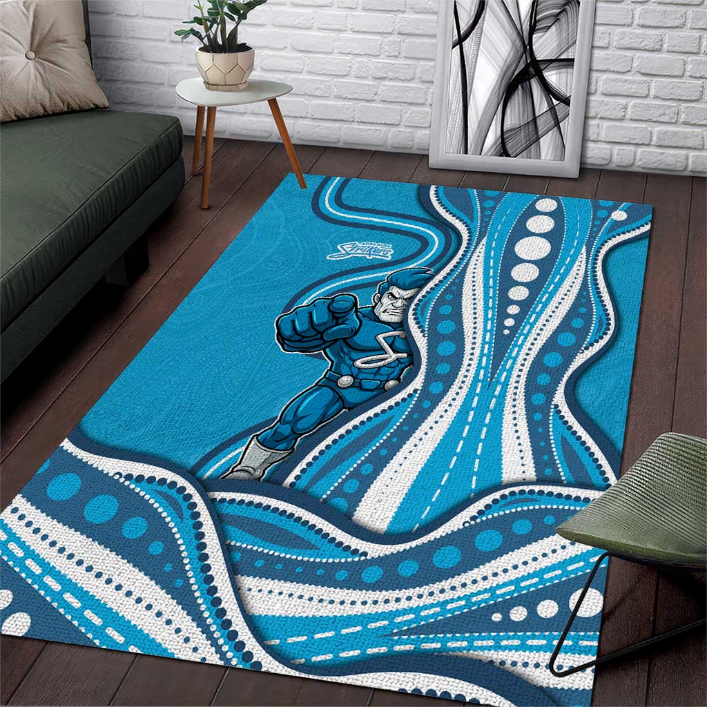 Adelaide Strikers Area Rug Aboriginal Dot Art Cyan Blue - Tribal Wave Pattern