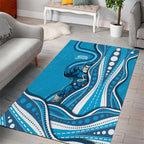 Adelaide Strikers Area Rug Aboriginal Dot Art Cyan Blue - Tribal Wave Pattern