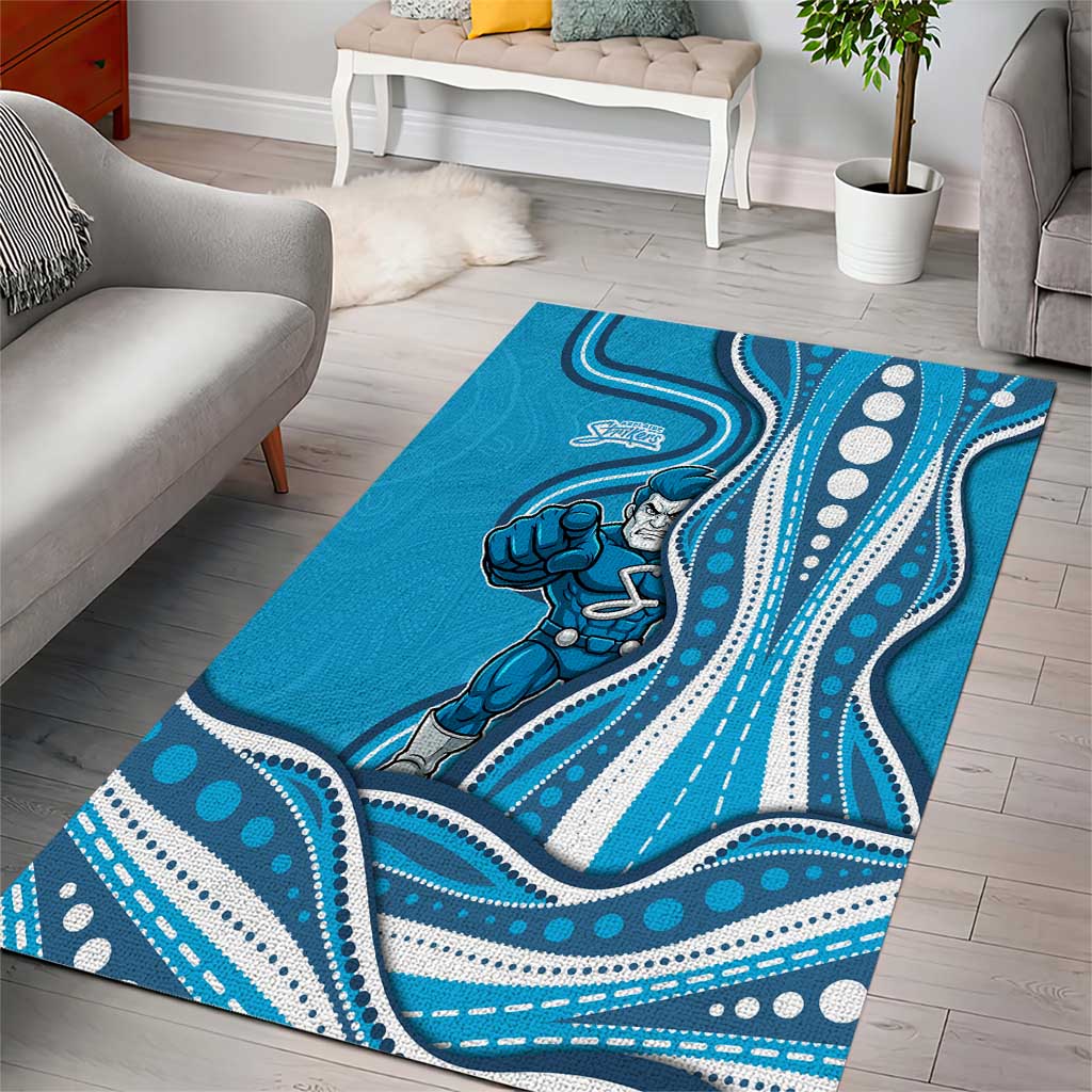 Adelaide Strikers Area Rug Aboriginal Dot Art Cyan Blue - Tribal Wave Pattern
