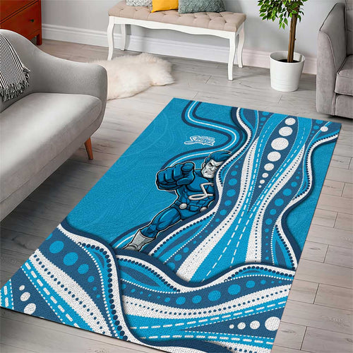 Adelaide Strikers Area Rug Aboriginal Dot Art Cyan Blue - Tribal Wave Pattern