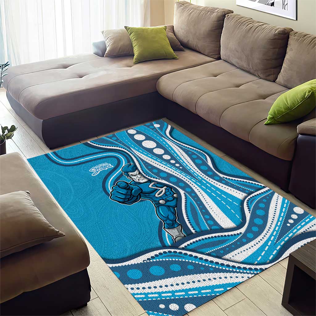 Adelaide Strikers Area Rug Aboriginal Dot Art Cyan Blue - Tribal Wave Pattern
