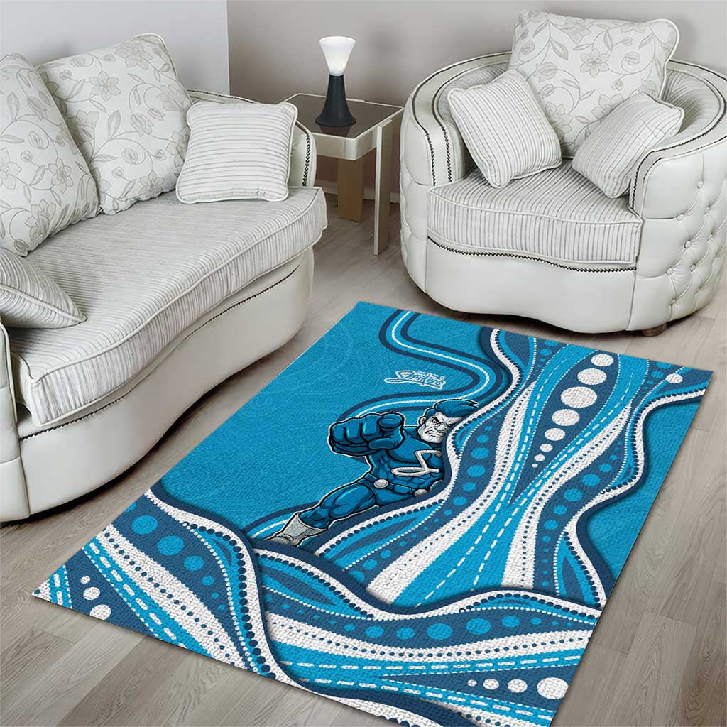 Adelaide Strikers Area Rug Aboriginal Dot Art Cyan Blue - Tribal Wave Pattern