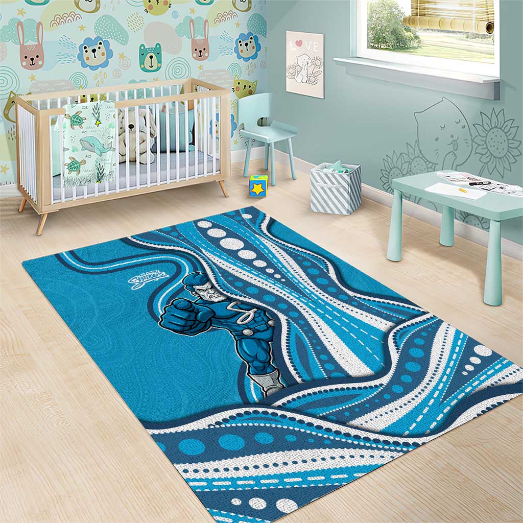 Adelaide Strikers Area Rug Aboriginal Dot Art Cyan Blue - Tribal Wave Pattern