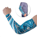 Adelaide Strikers Arm Sleeves Aboriginal Dot Art Cyan Blue - Tribal Wave Pattern