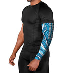Adelaide Strikers Arm Sleeves Aboriginal Dot Art Cyan Blue - Tribal Wave Pattern