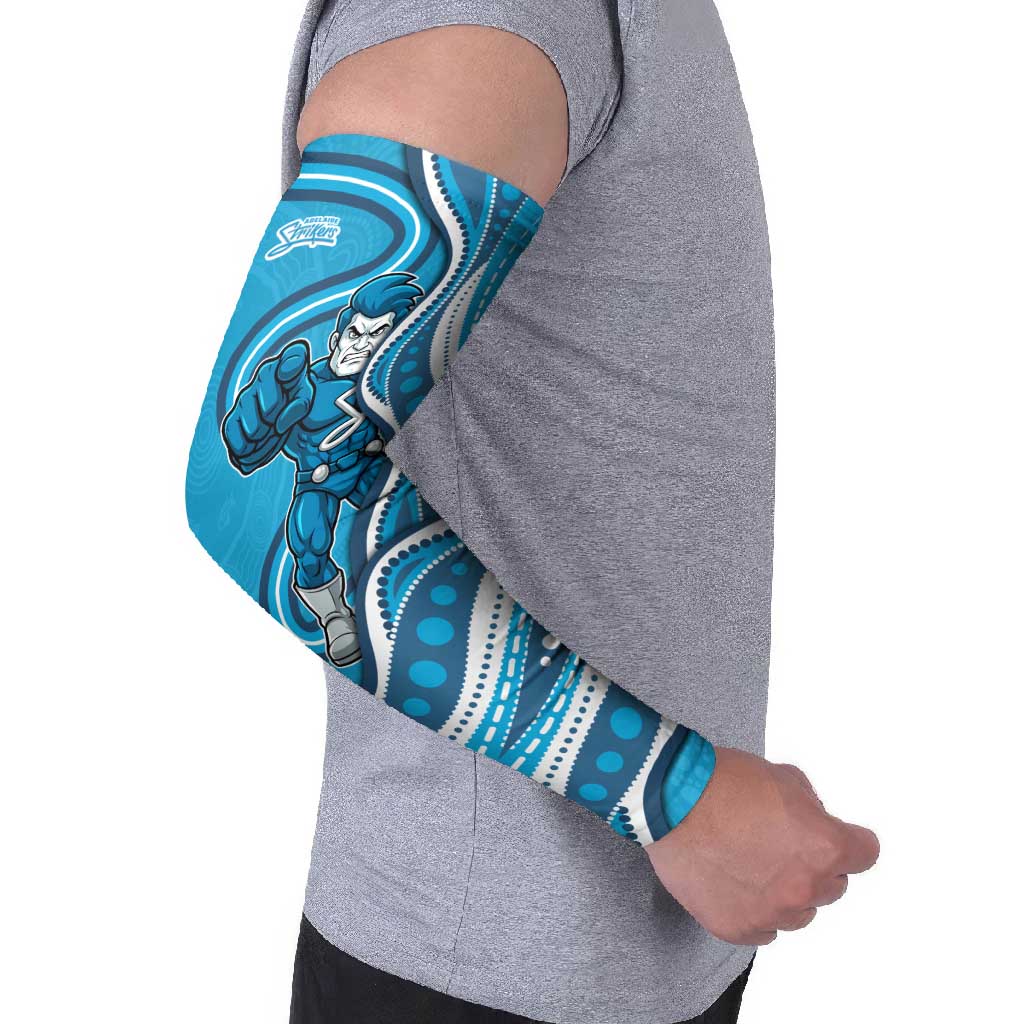 Adelaide Strikers Arm Sleeves Aboriginal Dot Art Cyan Blue - Tribal Wave Pattern