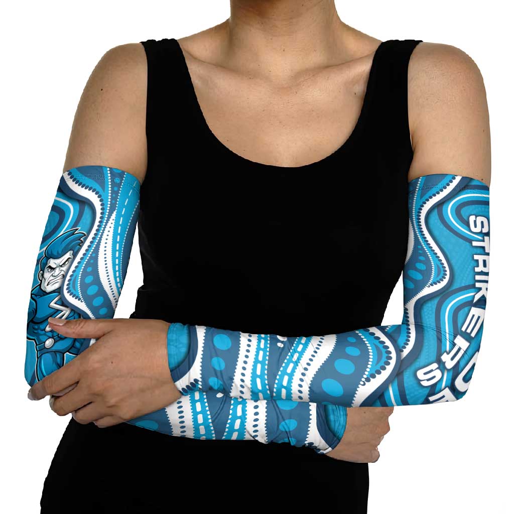 Adelaide Strikers Arm Sleeves Aboriginal Dot Art Cyan Blue - Tribal Wave Pattern