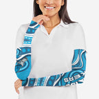 Adelaide Strikers Arm Sleeves Aboriginal Dot Art Cyan Blue - Tribal Wave Pattern