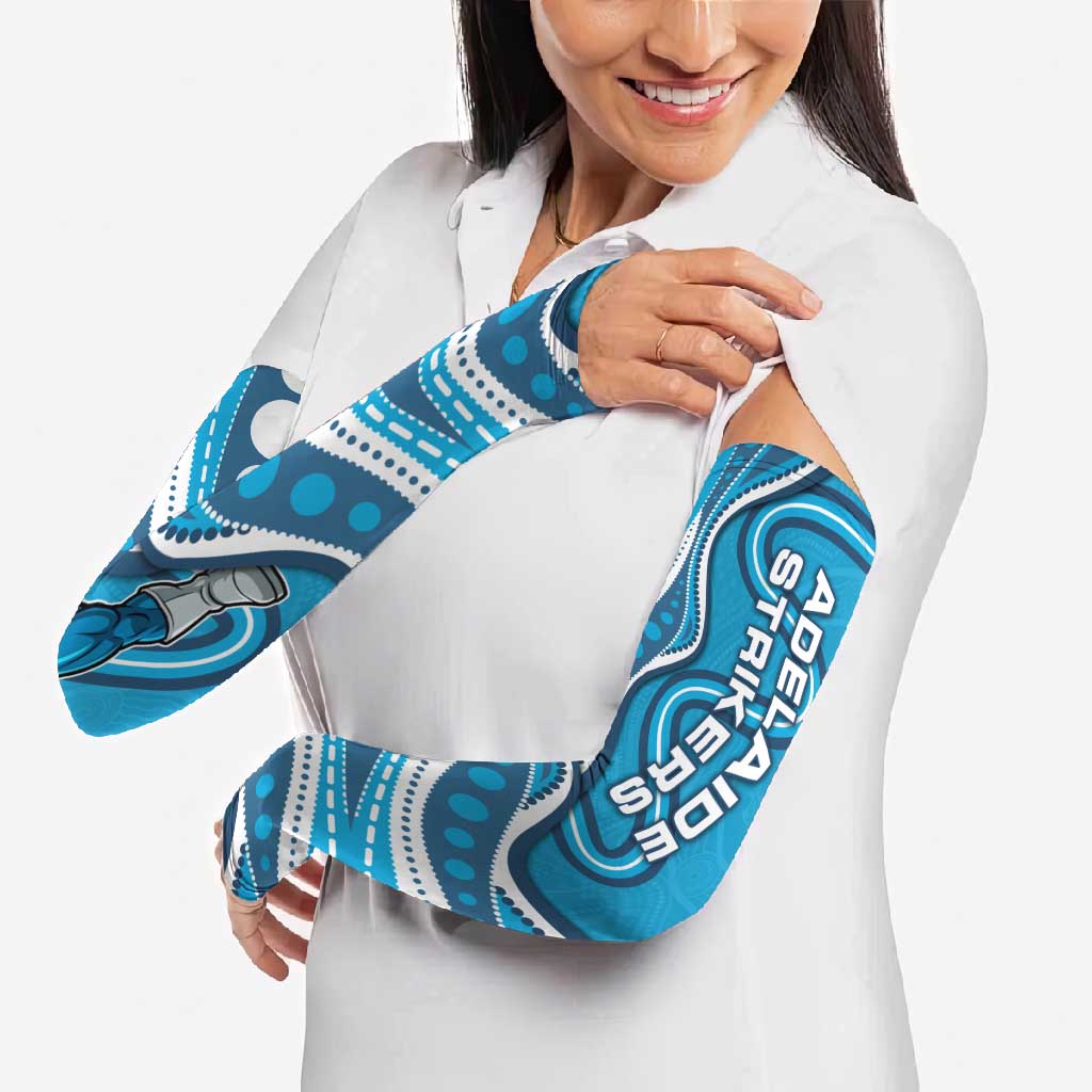 Adelaide Strikers Arm Sleeves Aboriginal Dot Art Cyan Blue - Tribal Wave Pattern