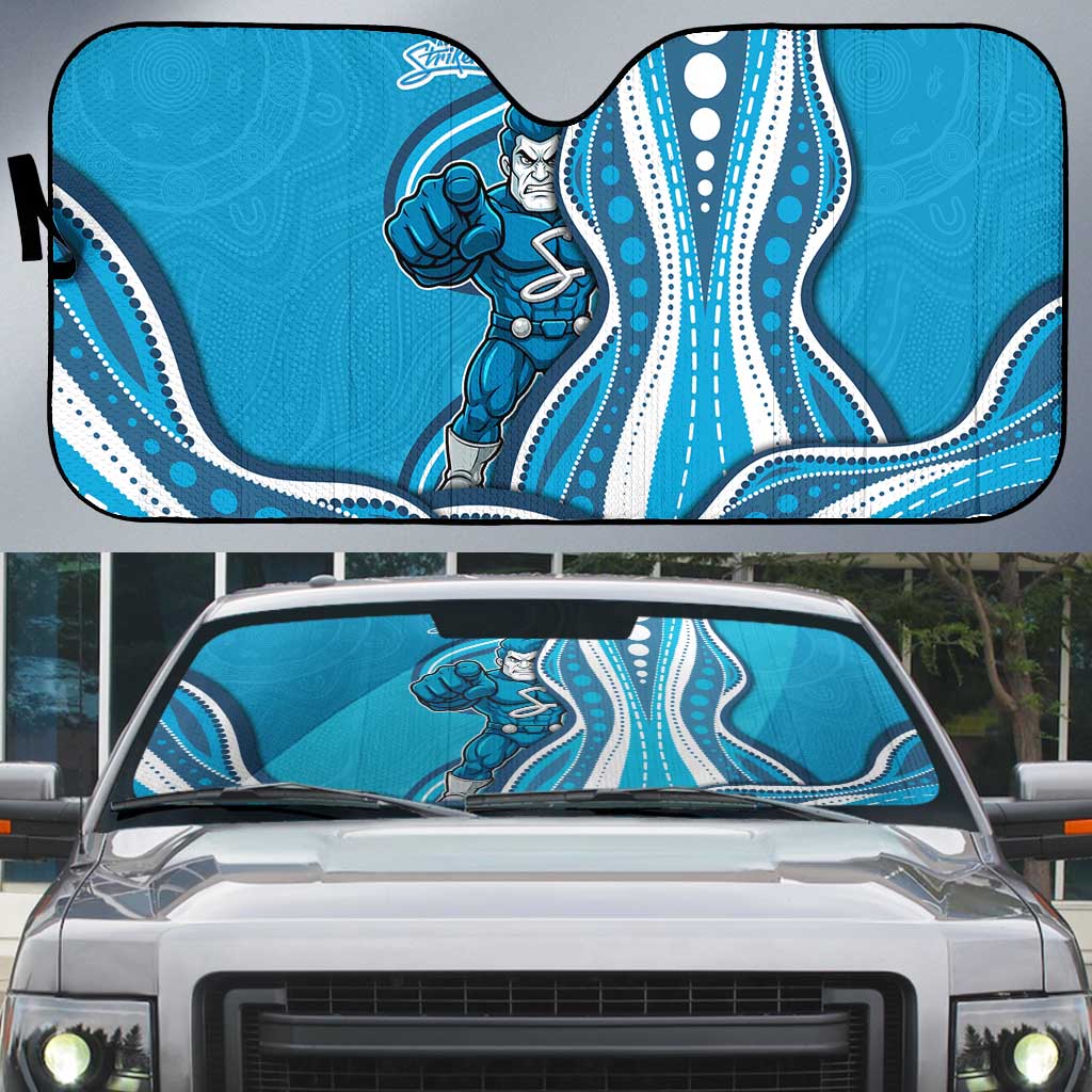Adelaide Strikers Auto Sun Shade Aboriginal Dot Art Cyan Blue - Tribal Wave Pattern