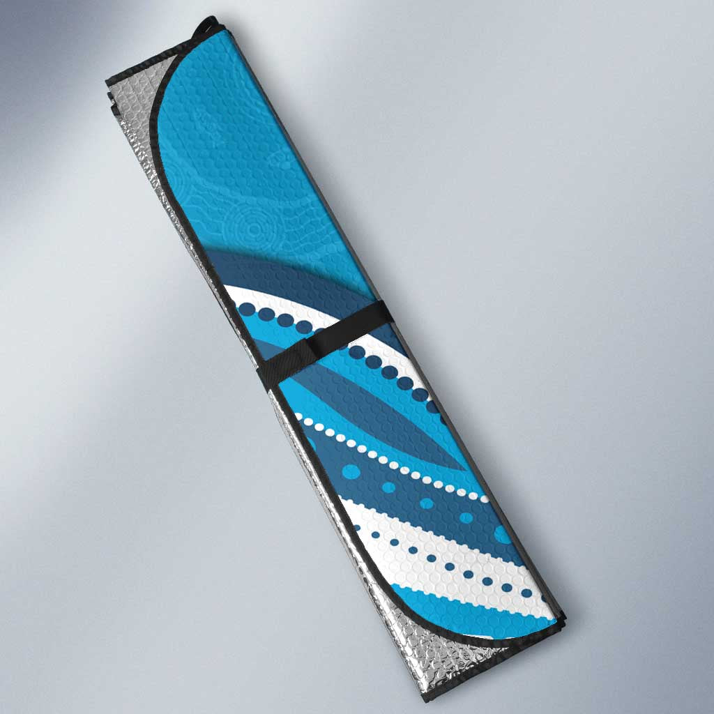 Adelaide Strikers Auto Sun Shade Aboriginal Dot Art Cyan Blue - Tribal Wave Pattern
