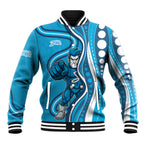 Adelaide Strikers Baseball Jacket Aboriginal Dot Art Cyan Blue - Tribal Wave Pattern