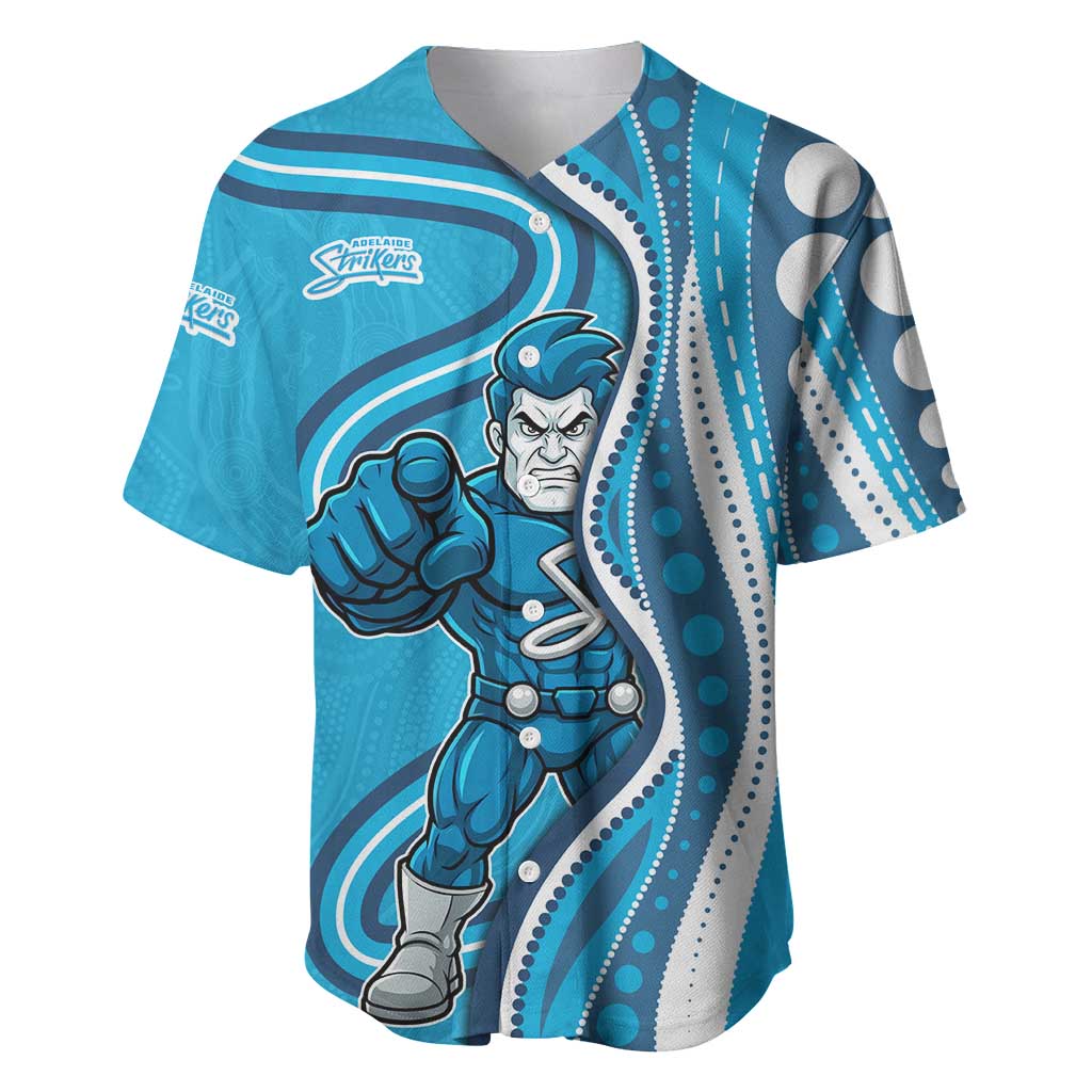 Adelaide Strikers Baseball Jersey Aboriginal Dot Art Cyan Blue - Tribal Wave Pattern