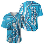 Adelaide Strikers Baseball Jersey Aboriginal Dot Art Cyan Blue - Tribal Wave Pattern